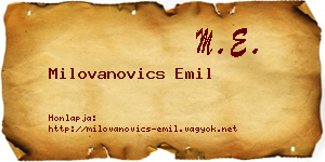 Milovanovics Emil névjegykártya